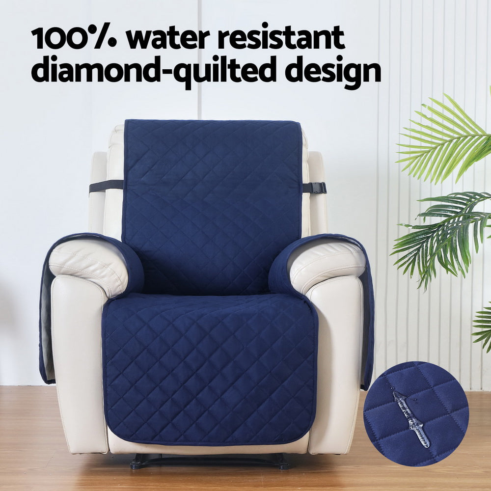 Artiss Recliner Chair Cover 100% Water Resistant Navy 1-Seater with Anti-Slip Base - SuperSaverAU - view 4