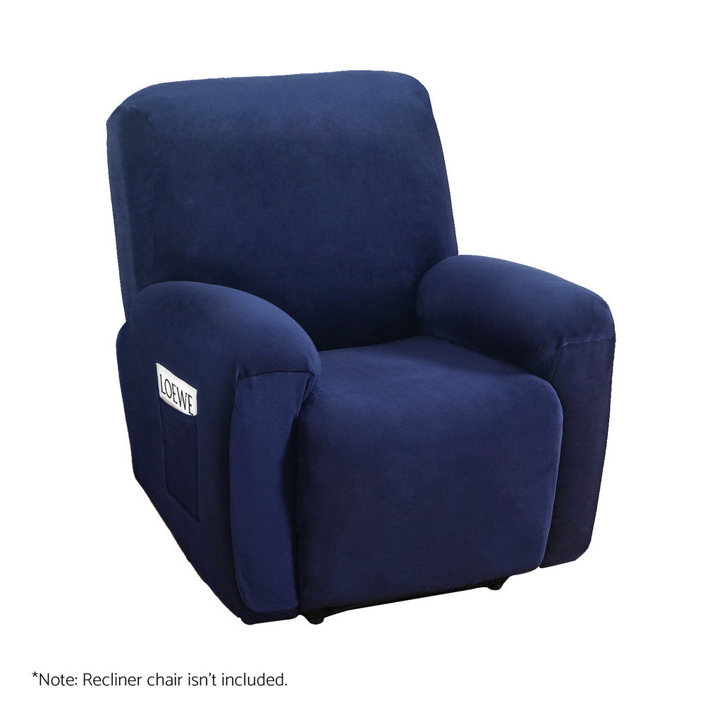 Artiss Velvet Recliner Chair Cover - 1 Seater Navy - SuperSaverAU - view 1