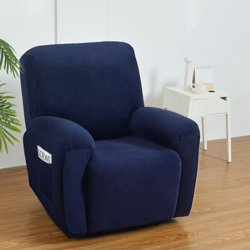 Artiss Velvet Recliner Chair Cover - 1 Seater Navy - SuperSaverAU - view 7
