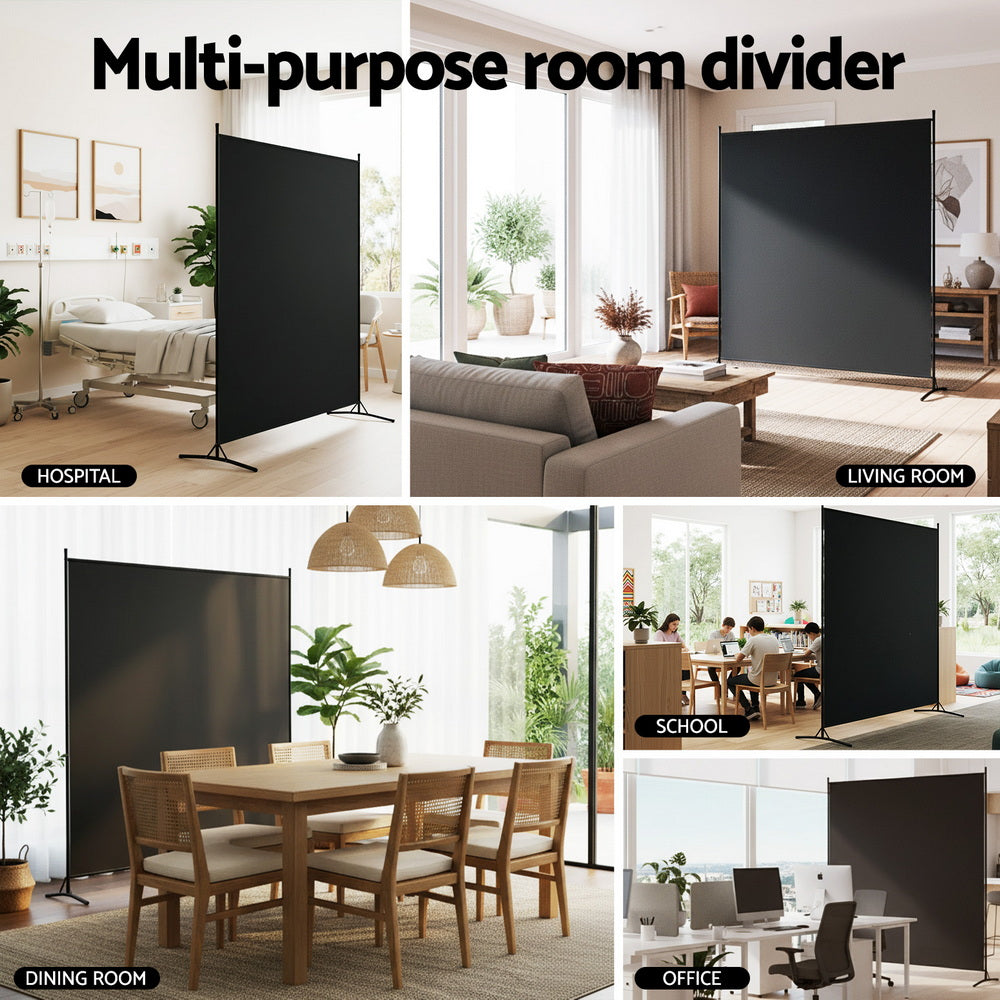 Artiss 175x180cm Black Fabric Room Divider Screen - SuperSaverAU - view 6