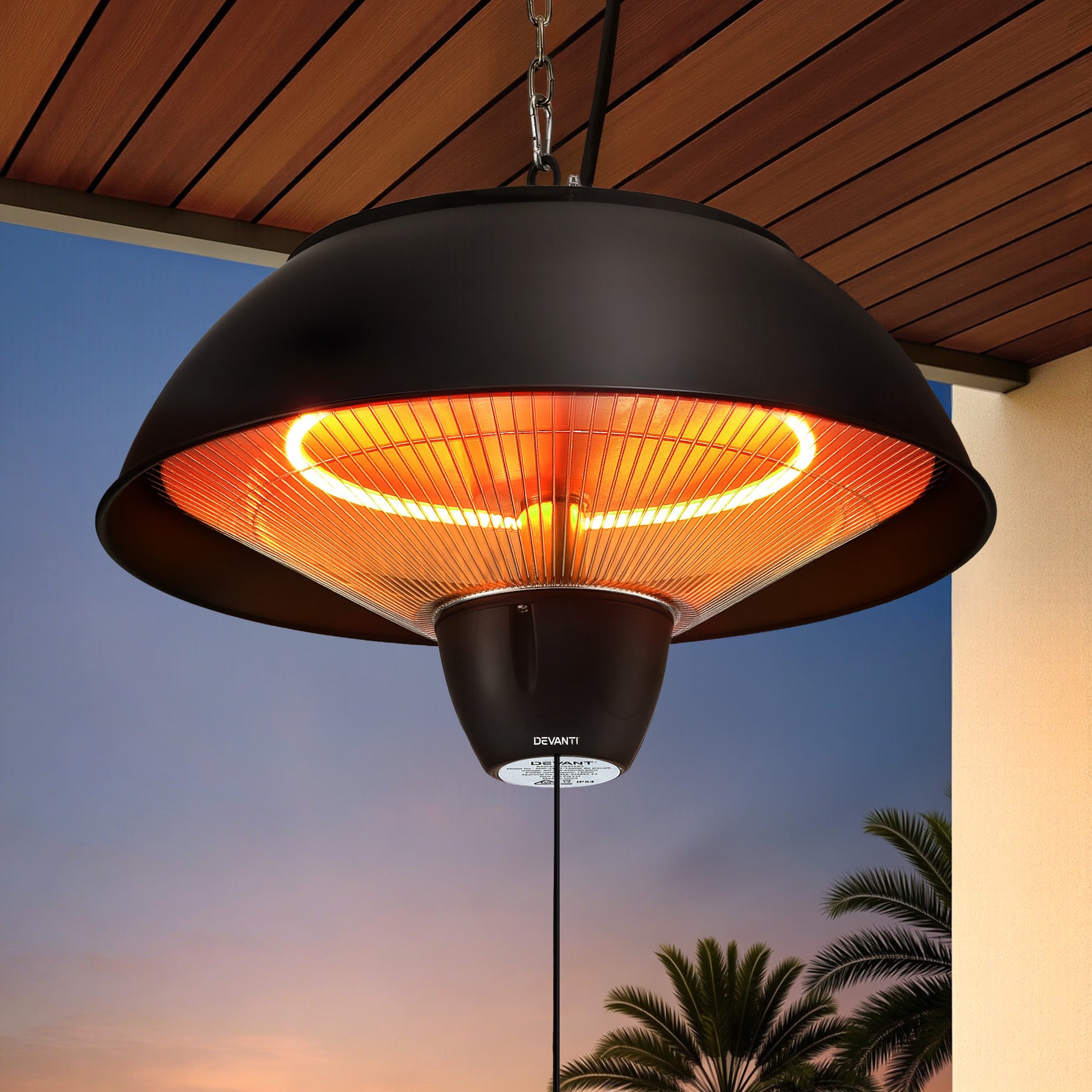 Devanti 1500W Hanging Infrared Patio Heater - Black
