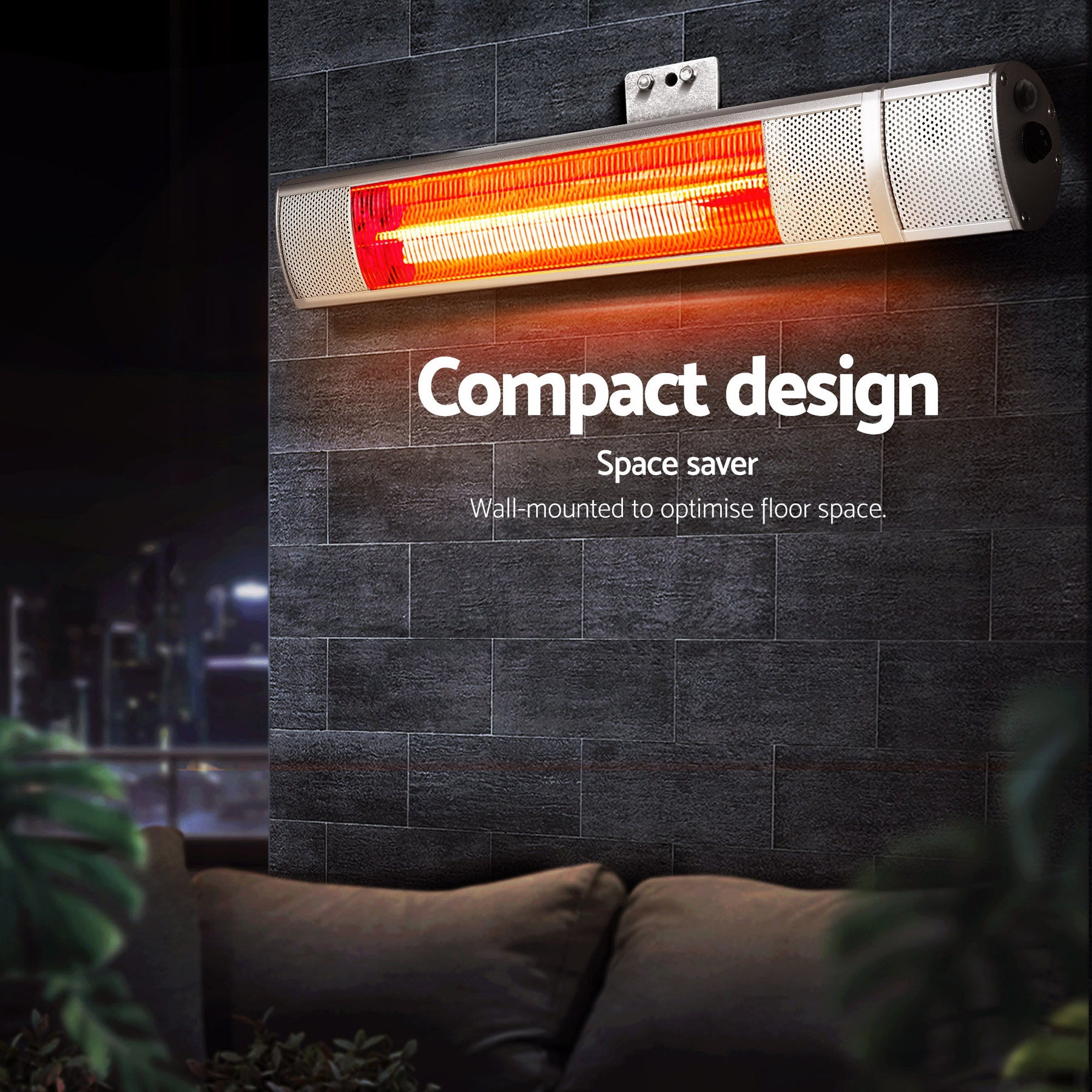 Devanti 2000W Infrared Strip Heater with Remote - Silver