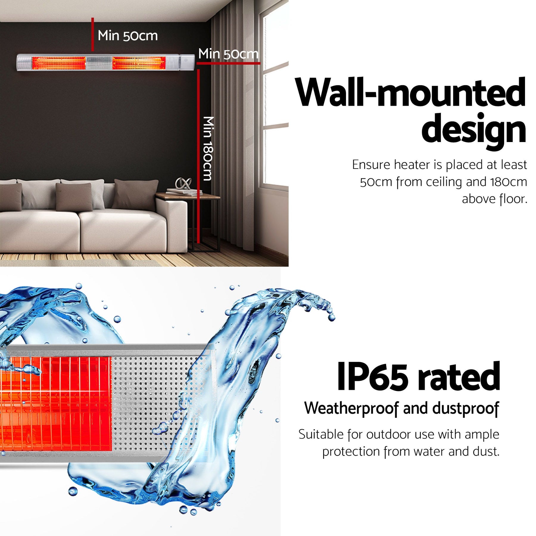 Devanti 3000W Infrared Strip Heater with Remote - Silver