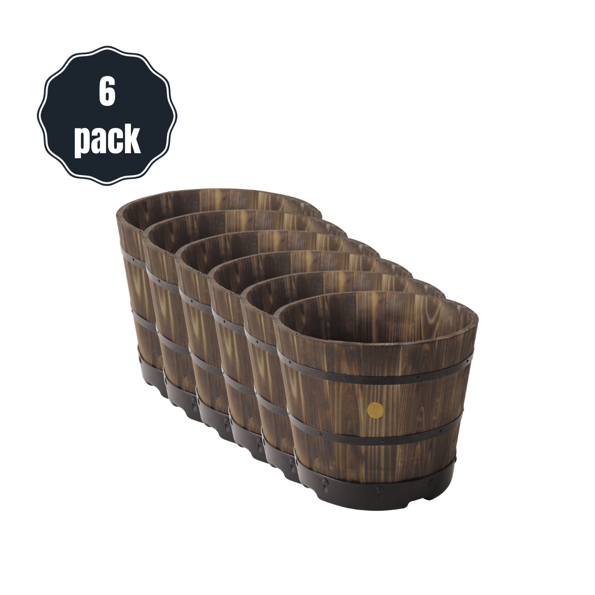 Takasho VegTrug Wooden Barrel Planter 46 x 34cm 6 Pack - SuperSaverAU - view 1