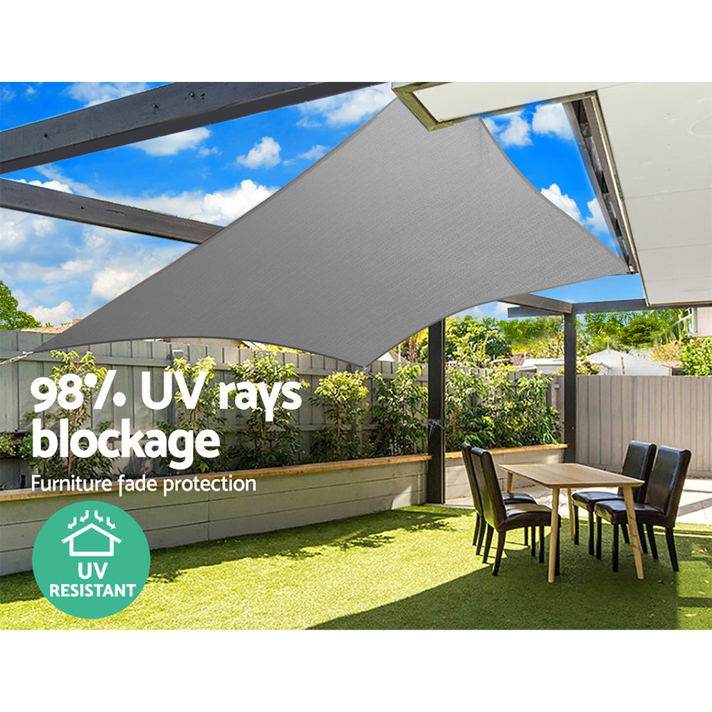 Instahut Shade Sail 3x3m Grey 280GSM UV Block 98% Weather Resistant - SuperSaverAU - view 4