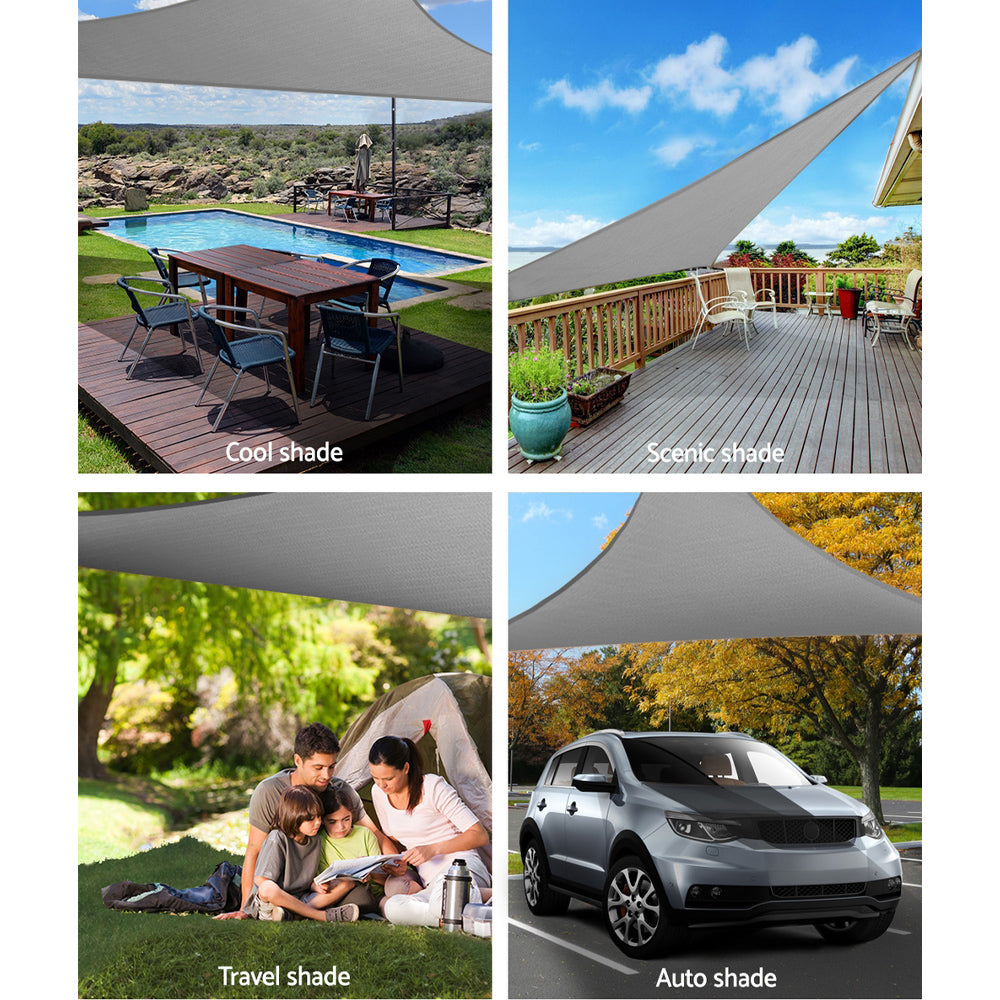Instahut Shade Sail 3x3x4.3m Triangle 280GSM Grey UV Block 98% Weather Resistant - SuperSaverAU - view 4