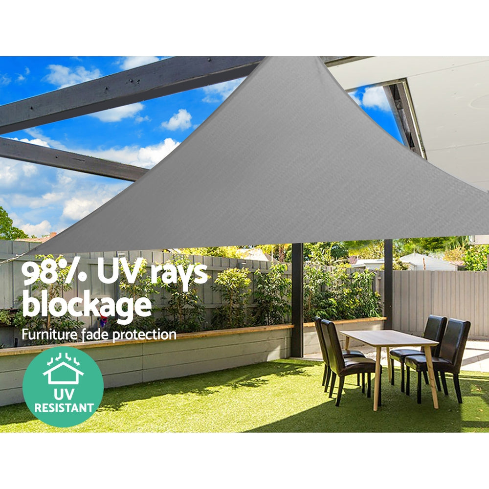 Instahut Shade Sail 3x3x4.3m Triangle 280GSM Grey UV Block 98% Weather Resistant - SuperSaverAU - view 6