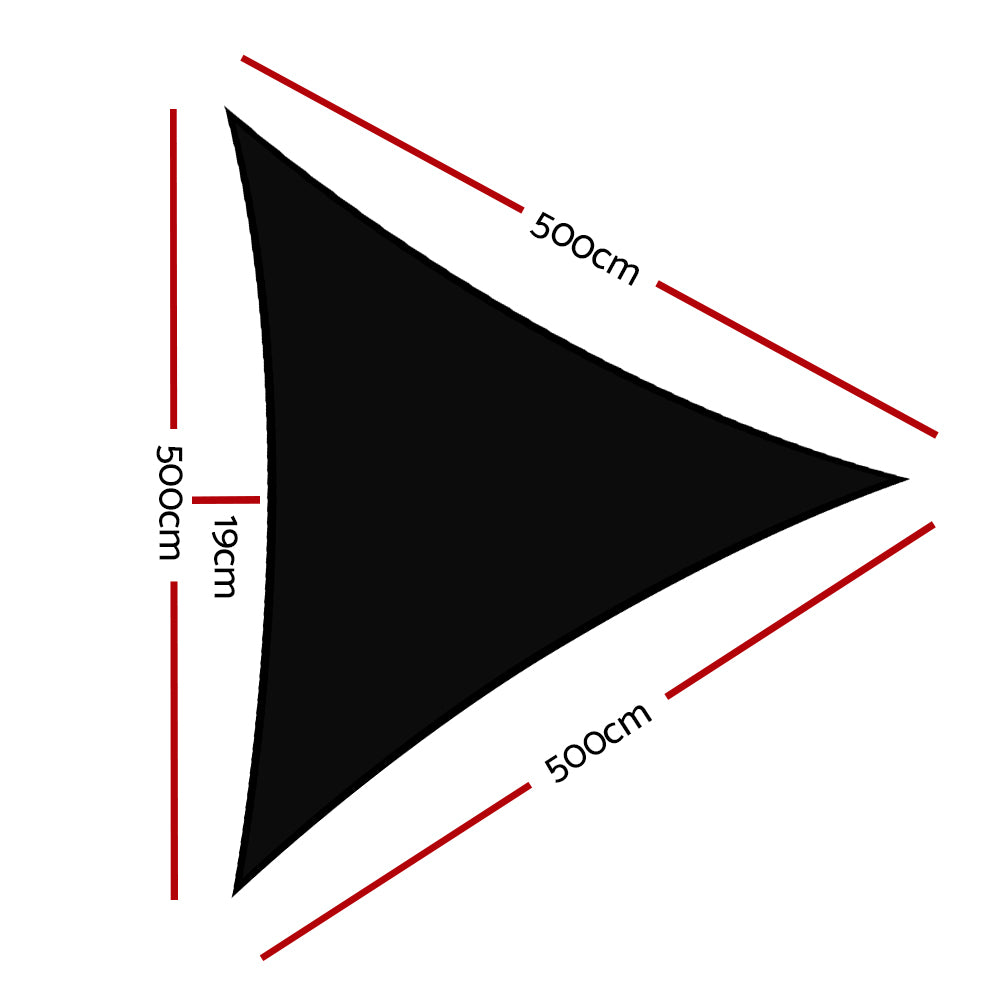 Instahut Shade Sail 5x5x5m Triangle 280GSM Black UV Block 98% Weather Resistant - SuperSaverAU - view 2