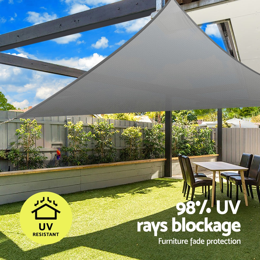 Instahut Shade Sail Triangle 280g/m² UV Block 5x5x7.1m Grey Weather Resistant - SuperSaverAU - view 5