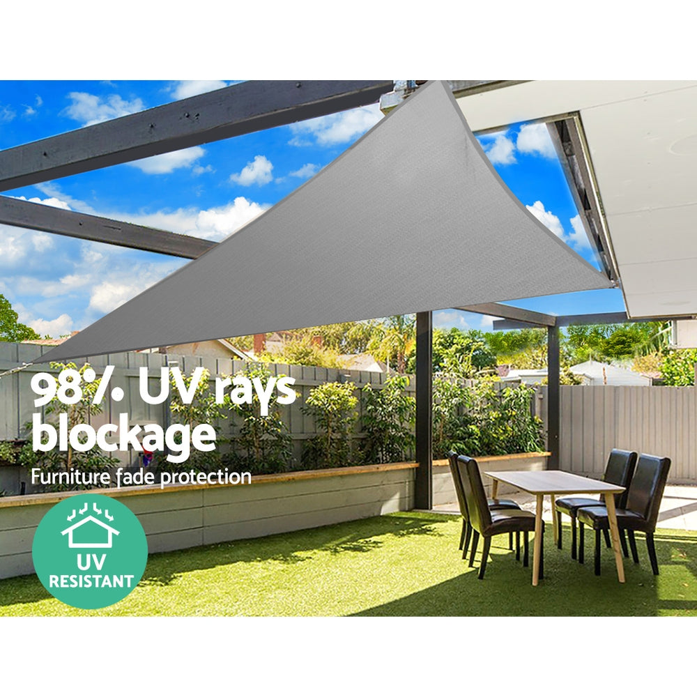 Instahut Shade Sail 6x6x6m Triangle 280GSM Grey UV Block 98% Weather Resistant - SuperSaverAU - view 6