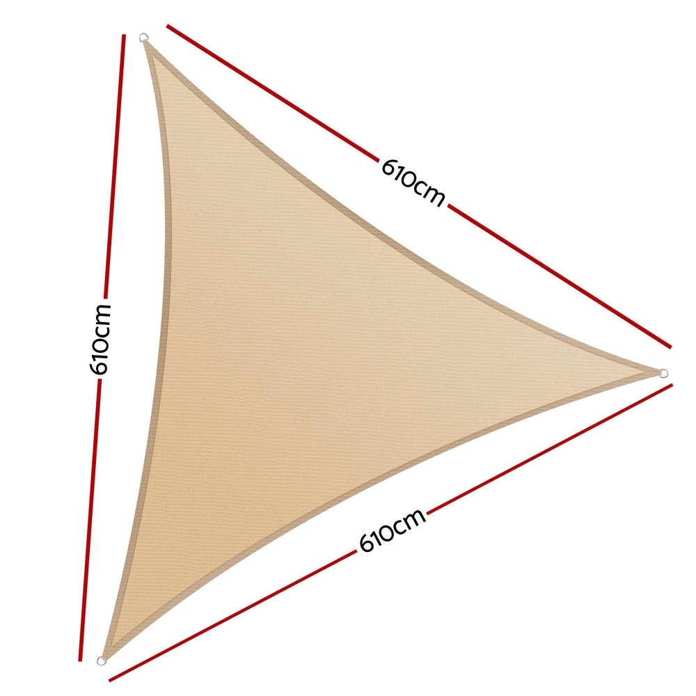 Instahut Shade Sail Triangle Sun Canopy 6.1x6.1x6.1M UV Block, Weather Resistant - SuperSaverAU - view 1