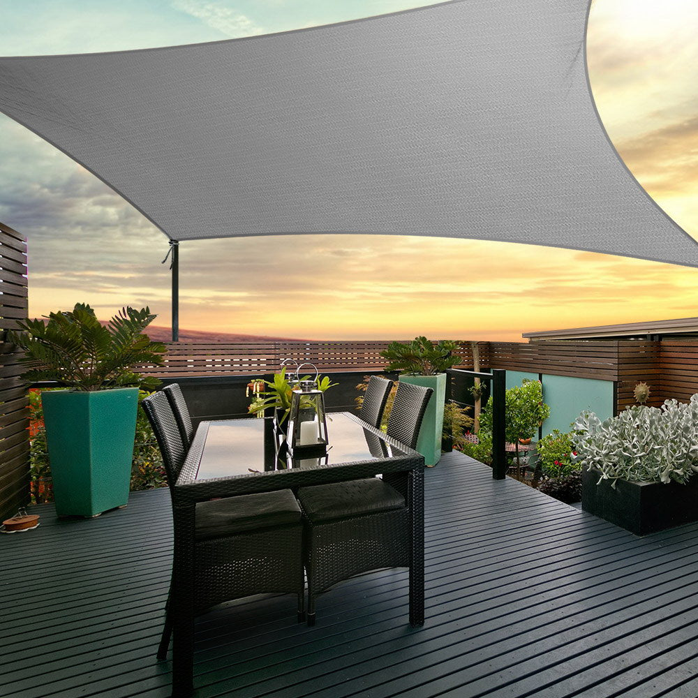 Instahut Shade Sail 3x5m Rectangle 280GSM Grey UV Block 98% Weather Resistant - SuperSaverAU - view 8