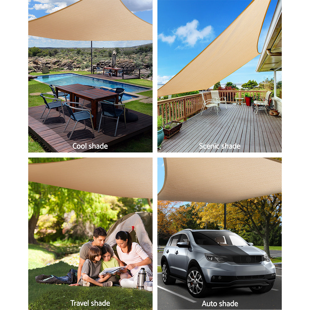 Instahut Shade Sail 2x4m Rectangle 185GSM UV Block Sand Beige Cloth - SuperSaverAU - view 3