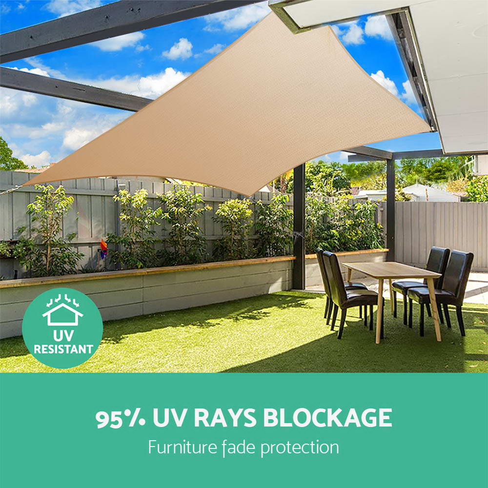 Instahut Shade Sail 5x5x5m Triangle 185GSM UV Block Sand Beige Cloth - SuperSaverAU - view 5