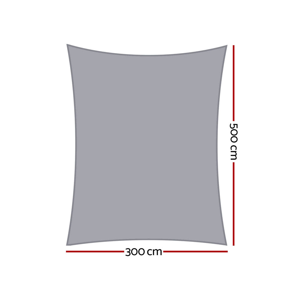 Instahut Waterproof Shade Sail 3x5m 220GSM UV Block, Weather Resistant, Grey - SuperSaverAU - view 2