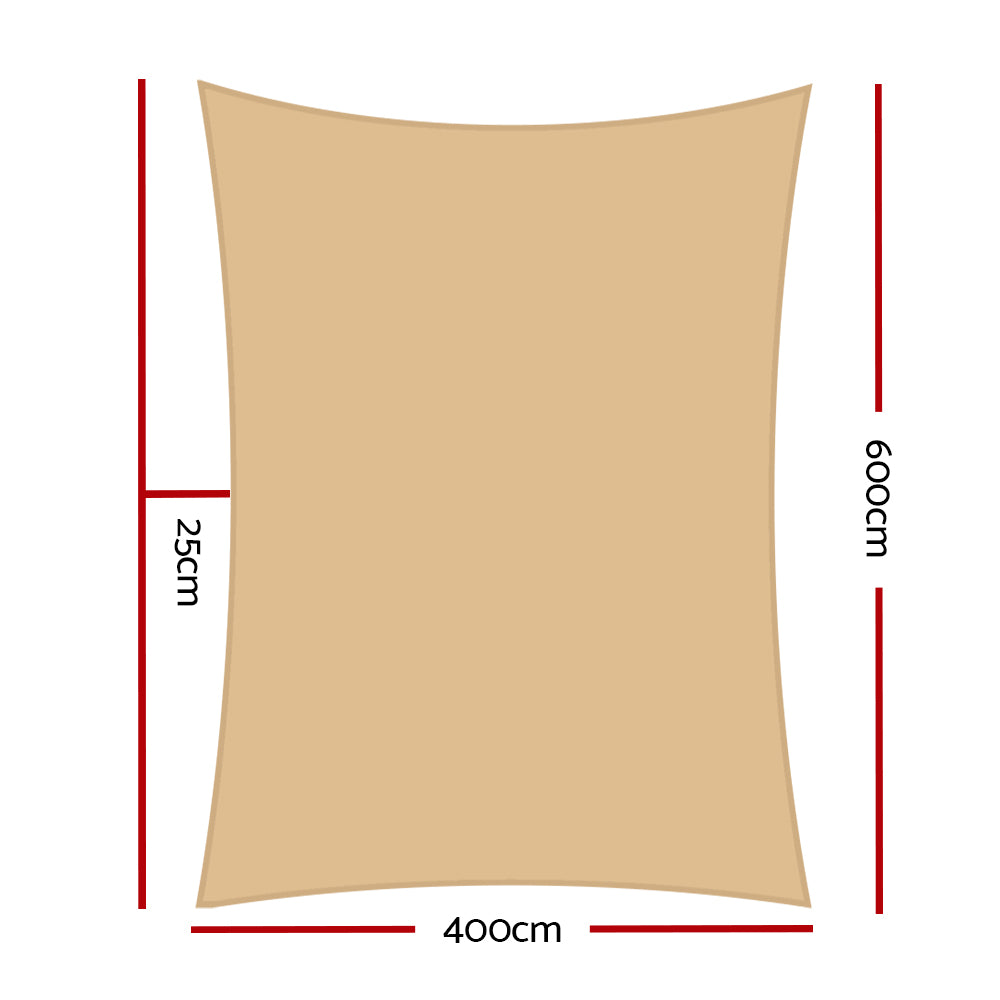 Instahut Waterproof Shade Sail 4x6m Rectangle Sand - UV Block, Durable Design - SuperSaverAU - view 2