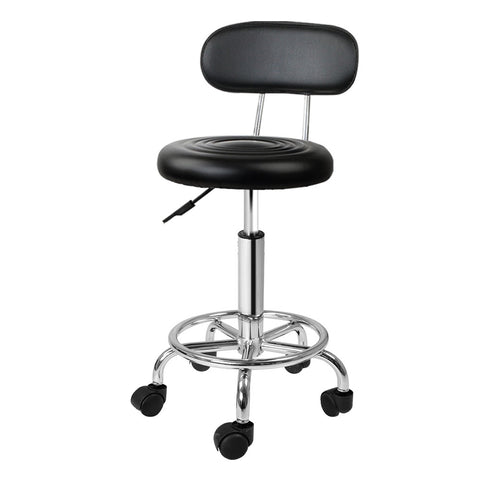 Artiss Salon Stool Swivel Chair Backrest Black - SuperSaverAU - view 1