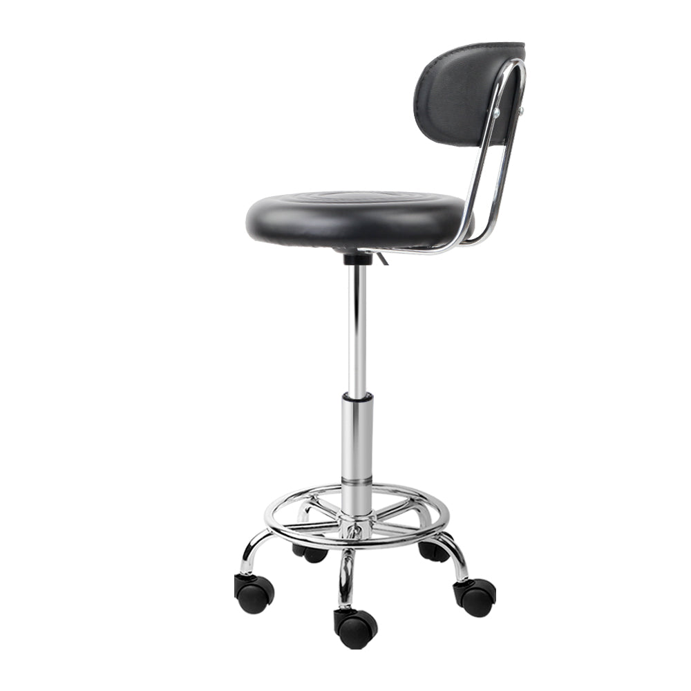 Artiss Salon Stool Swivel Chair Backrest Black - SuperSaverAU - view 4