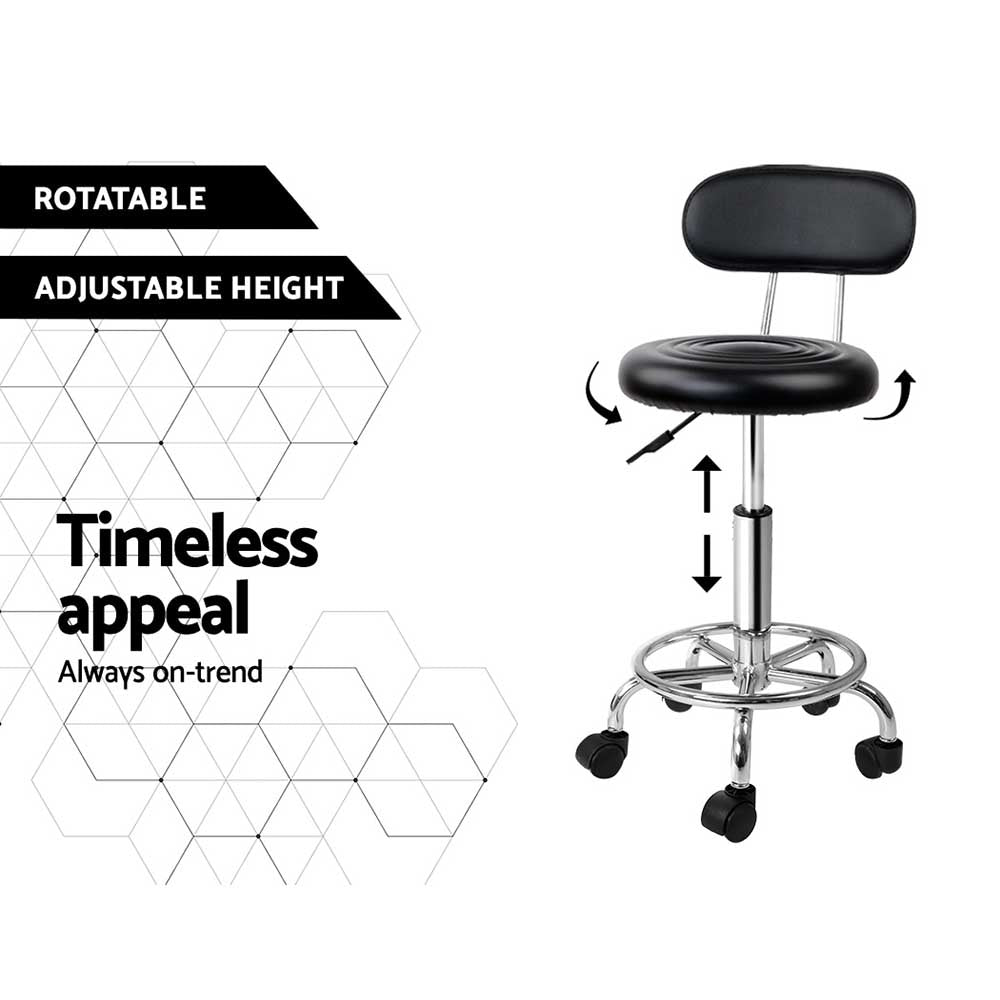 Artiss Salon Stool Swivel Chair Backrest Black - SuperSaverAU - view 5