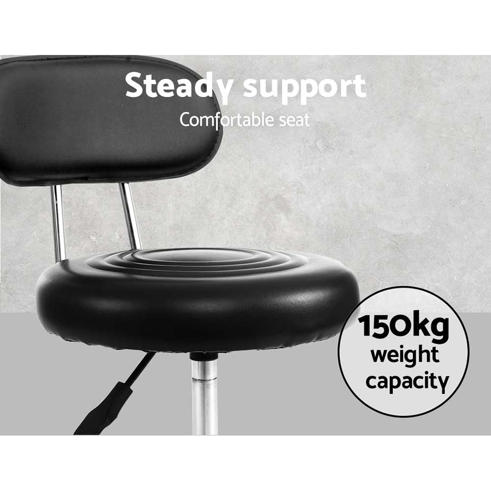 Artiss Salon Stool Swivel Chair Backrest Black - SuperSaverAU - view 6