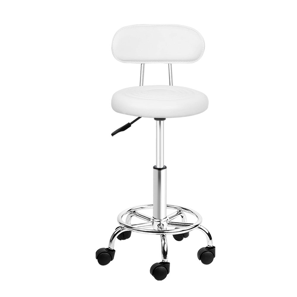 Artiss Salon Stool Swivel Chair Backrest White - SuperSaverAU - view 3