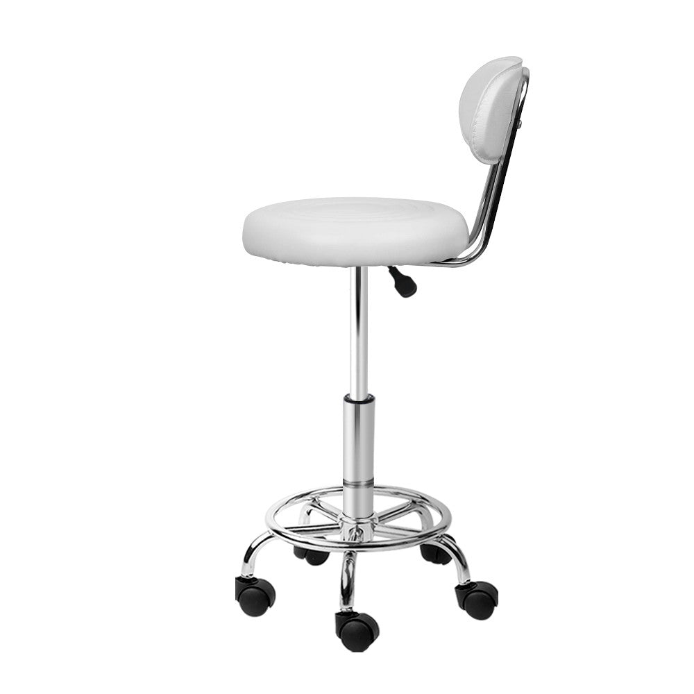 Artiss Salon Stool Swivel Chair Backrest White - SuperSaverAU - view 4