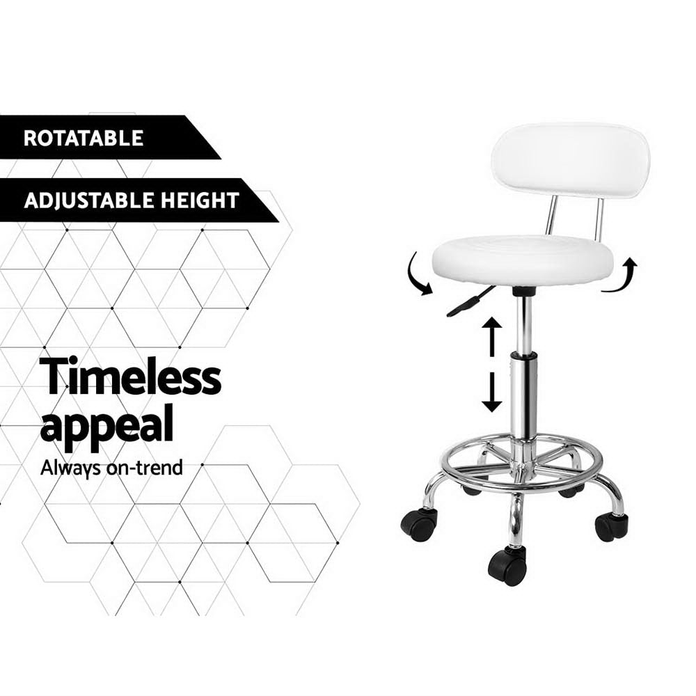 Artiss Salon Stool Swivel Chair Backrest White - SuperSaverAU - view 5