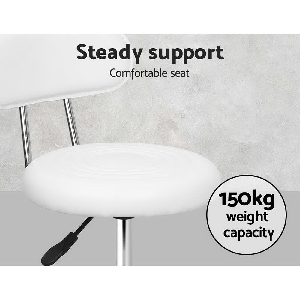 Artiss Salon Stool Swivel Chair Backrest White - SuperSaverAU - view 6