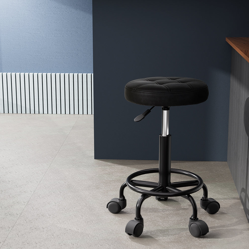 Artiss Black Round Swivel Salon Stool - SuperSaverAU - view 5