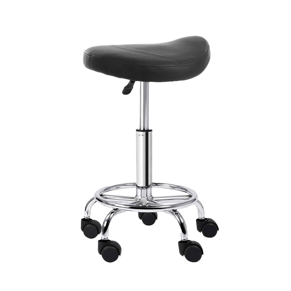 Artiss Salon Stool Saddle Swivel Chair Black - SuperSaverAU - view 3