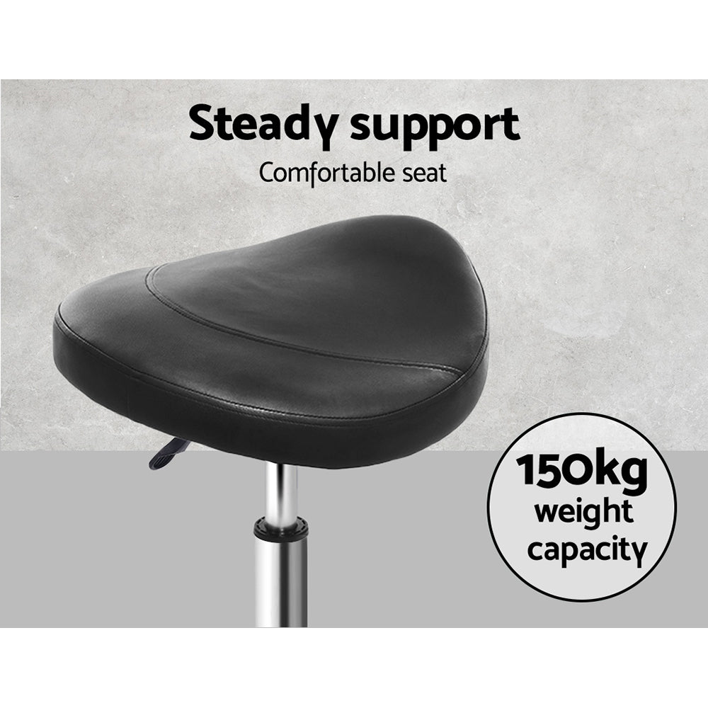 Artiss Salon Stool Saddle Swivel Chair Black - SuperSaverAU - view 6