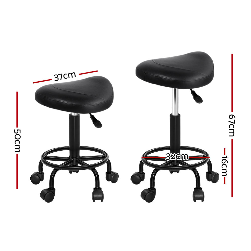 Artiss Salon Stool Swivel Chair with Saddle Seat & Adjustable Height - Black - SuperSaverAU - view 2