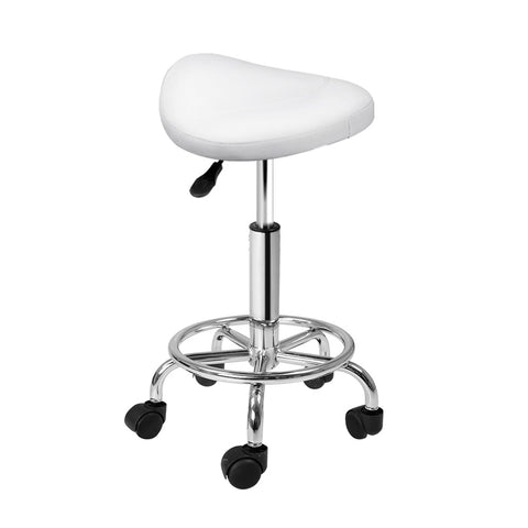 Artiss Salon Stool Saddle Swivel Chair White - SuperSaverAU - view 1