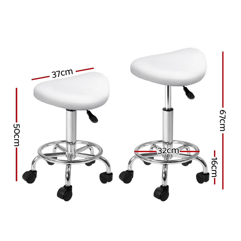 Artiss Salon Stool Saddle Swivel Chair White - SuperSaverAU - view 2