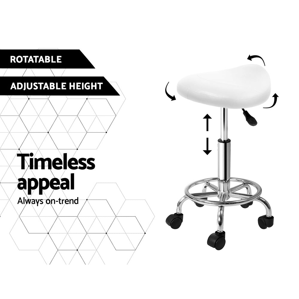Artiss Salon Stool Saddle Swivel Chair White - SuperSaverAU - view 5