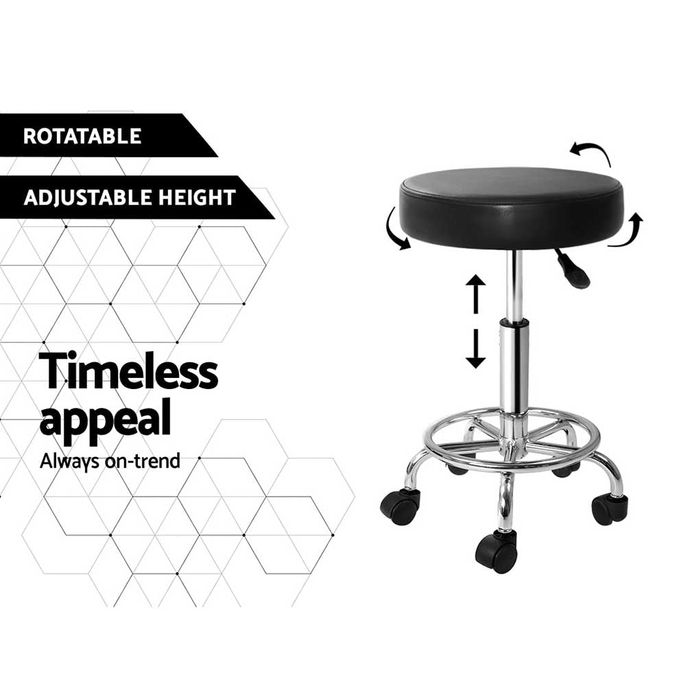 Artiss Salon Stool Round Swivel Chair Black - SuperSaverAU - view 5