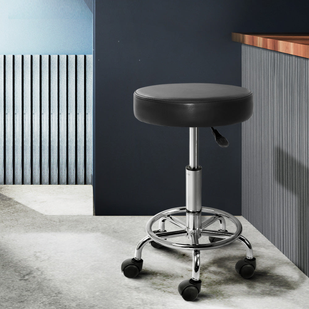 Artiss Salon Stool Round Swivel Chair Black - SuperSaverAU - view 8