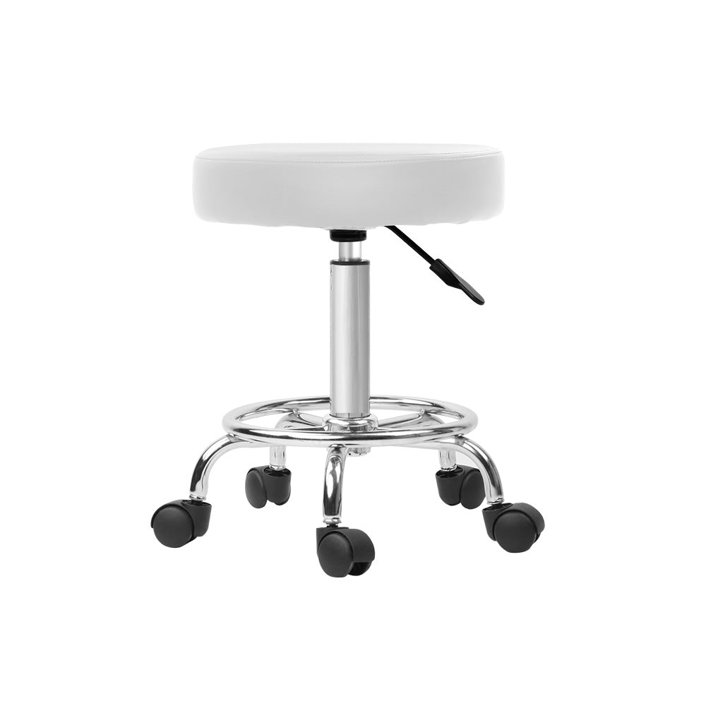 Artiss Salon Stool Round Swivel Chair White - SuperSaverAU - view 4