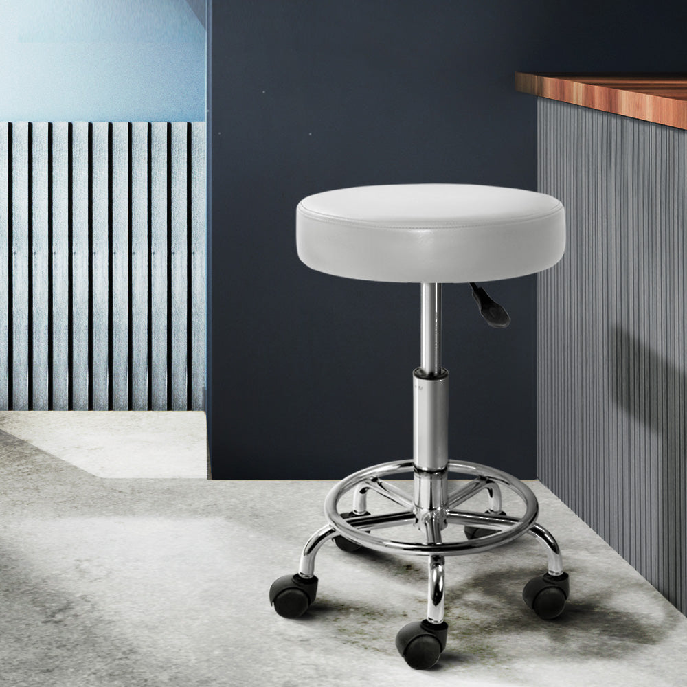 Artiss Salon Stool Round Swivel Chair White - SuperSaverAU - view 8