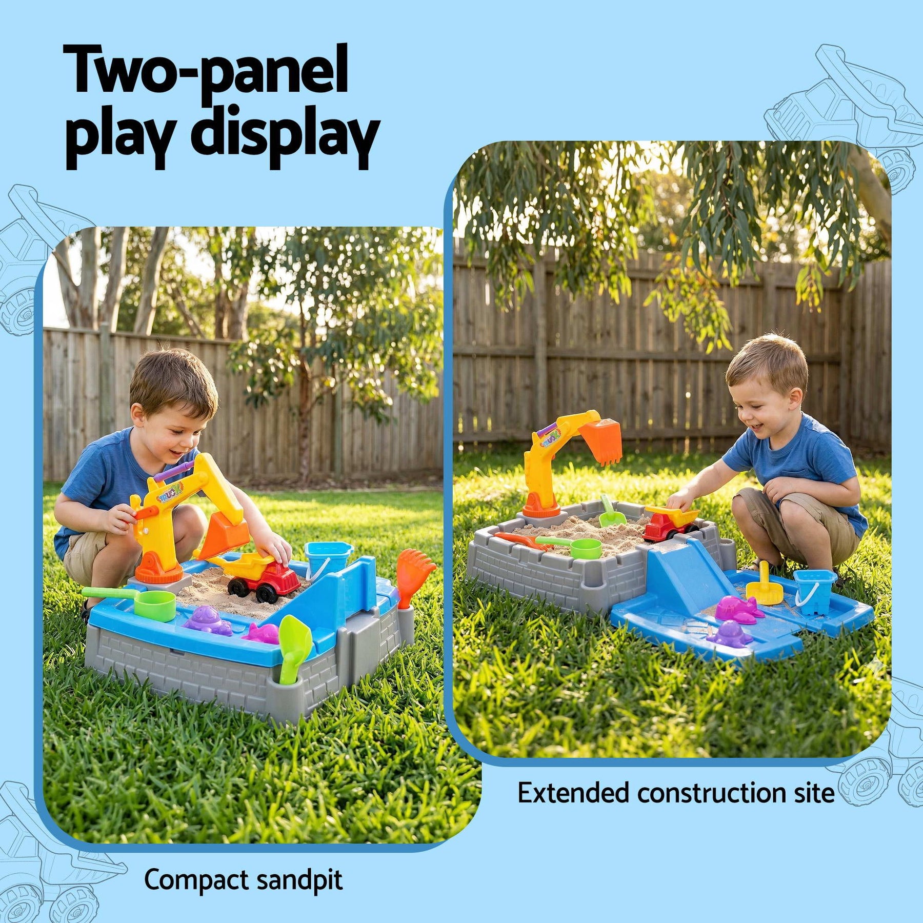 Keezi 2-in-1 Kids Sandpit Water Table Working Excavator Digger Sensory Play Toys - SuperSaverAU - view 4