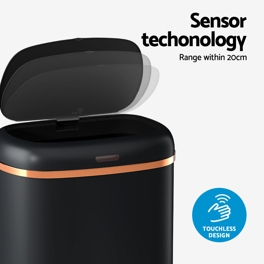 Devanti Motion Sensor Bin 38L with Soft Close Lid - Black