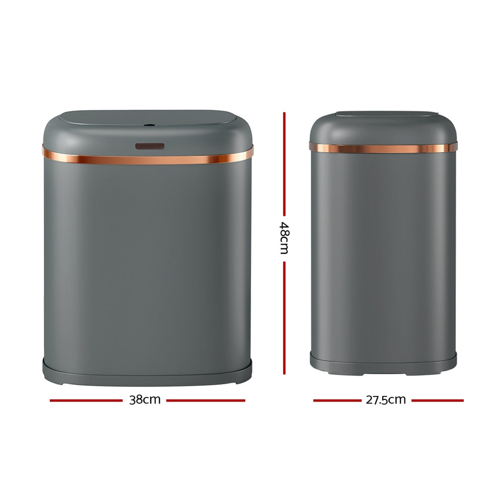 Devanti Motion Sensor Bin 38L - Hands-Free, Noise-Free, Fingerprint-Resistant Grey - SuperSaverAU - view 2