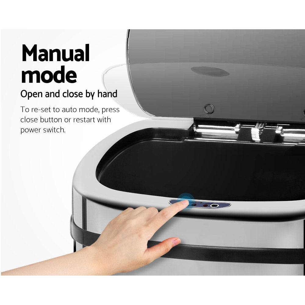 Devanti 50L Motion Sensor Bin - Stainless Steel, Hands-Free, Noise-Free, Odour-Free - SuperSaverAU - view 3