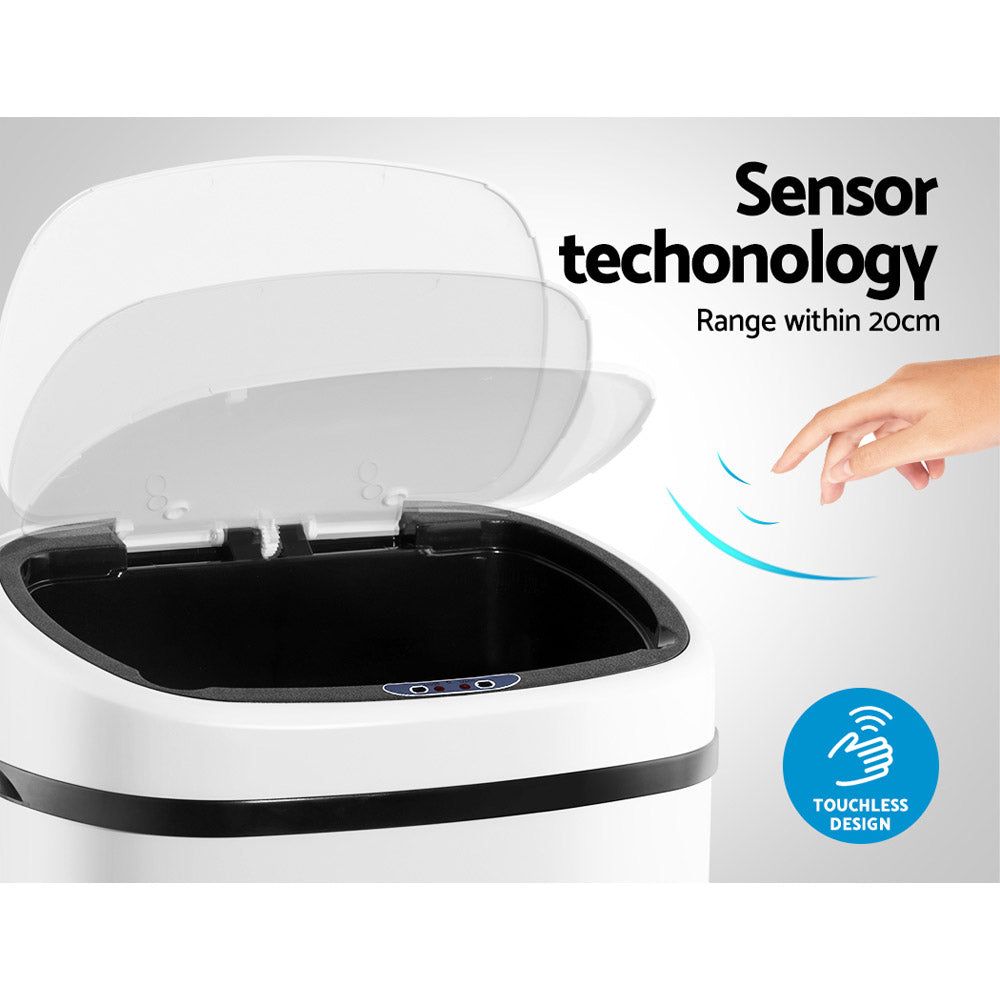 Devanti 58L Motion Sensor Bin - White, Hands-Free, Fingerprint-Resistant, Silent - SuperSaverAU - view 4