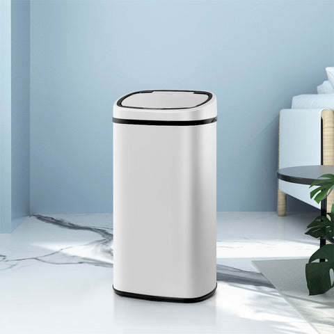 Devanti 58L Motion Sensor Bin - White, Hands-Free, Fingerprint-Resistant, Silent - SuperSaverAU - view 1