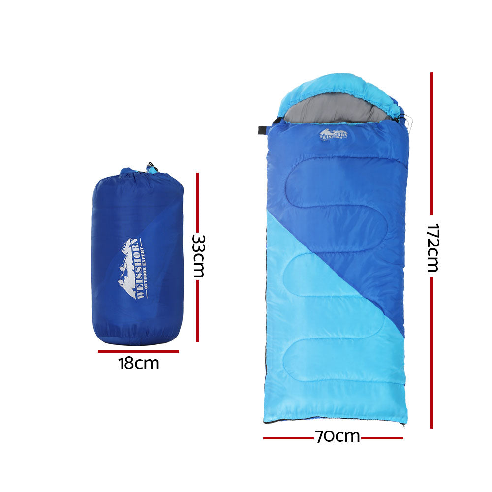 Weisshorn Children's Thermal Sleeping Bag 172cm - Water-Resistant, Lightweight, Blue - SuperSaverAU - view 2