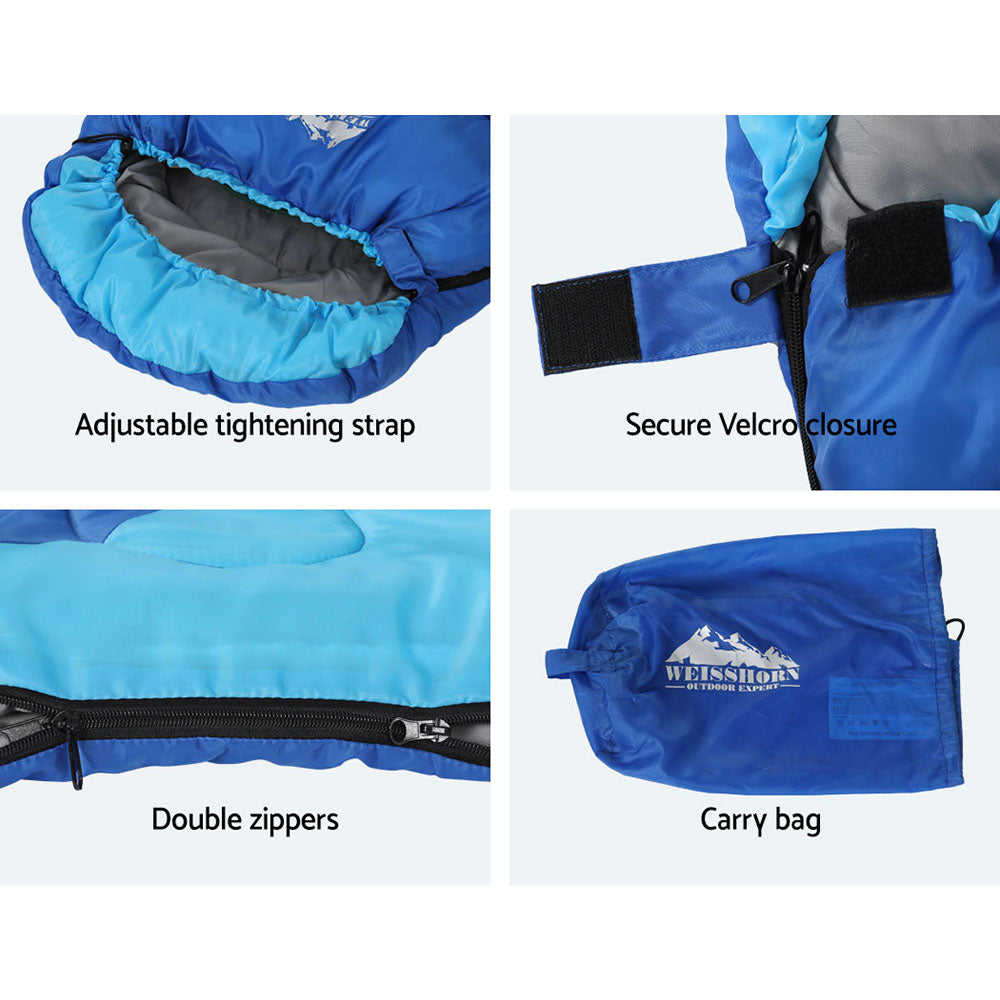 Weisshorn Children's Thermal Sleeping Bag 172cm - Water-Resistant, Lightweight, Blue - SuperSaverAU - view 7