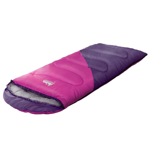 Weisshorn 172cm Children's Thermal Sleeping Bag - Pink, Water-Resistant, Lightweight - SuperSaverAU - view 1
