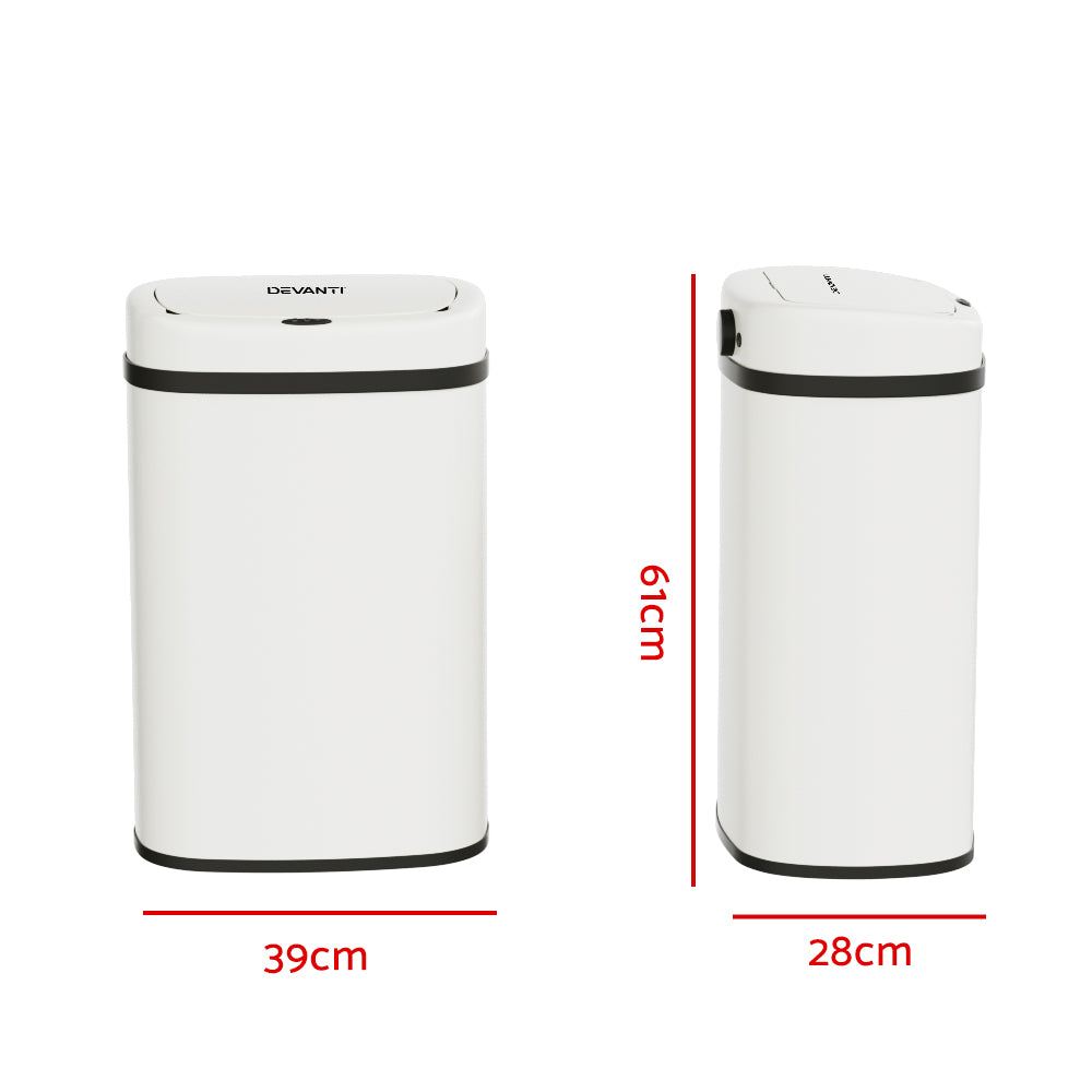 Devanti Motion Sensor Bin 50L - Hands-Free, Odour-Free, Noise-Free, White - SuperSaverAU - view 2