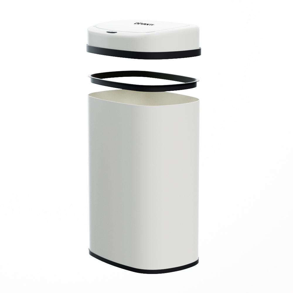 Devanti Motion Sensor Bin 50L - Hands-Free, Odour-Free, Noise-Free, White - SuperSaverAU - view 3